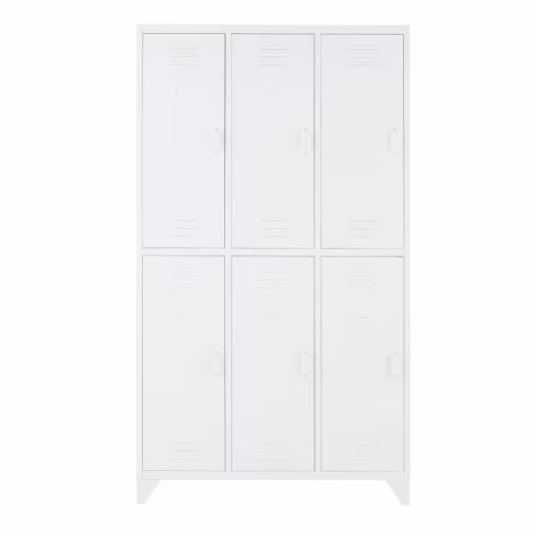 Armoire vestiaire industriel 6 portes en métal blanc