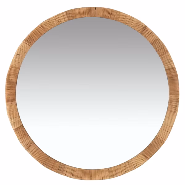 Miroir rond en bois de sapin
