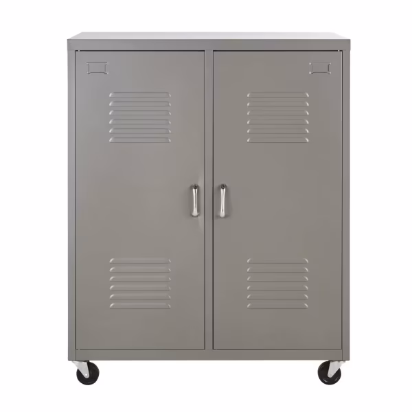 Armoire 2 portes battantes en métal gris