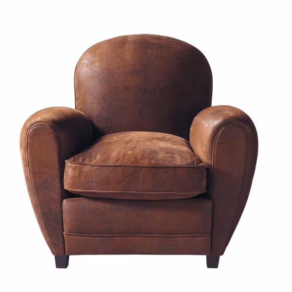 Fauteuil club vintage en suédine