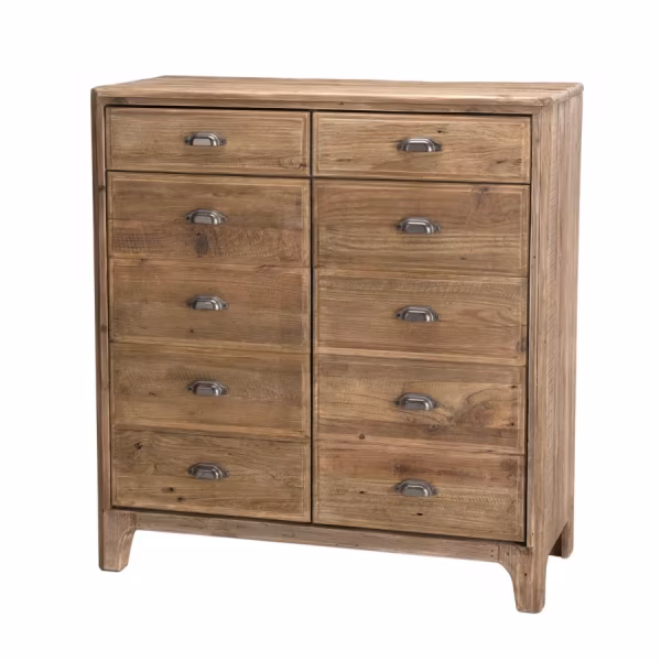 Commode 2 tiroirs 2 portes avec faux tiroirs en pin