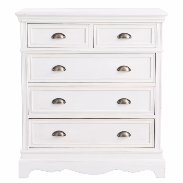 Commode haute 6 tiroirs crème