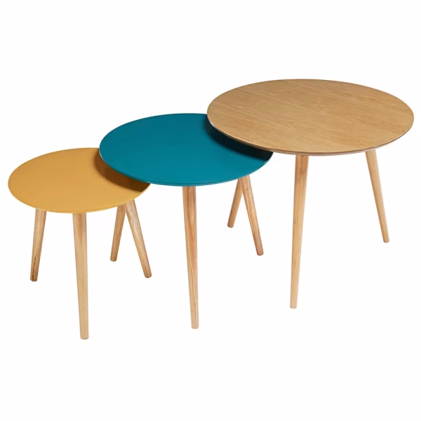 Tables gigognes style vintage bois