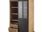 Armoire 2 portes coulissantes en manguier massif et métal noir