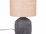 Lampe en céramique noire et abat-jour en jute