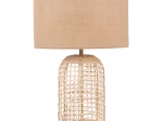 Lampe en rotin tressé et abat-jour en lin beige