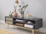 Meuble TV  2 tiroirs vintage en cannage