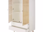 Armoire 2 portes 2 tiroirs blanc et cannage en rotin