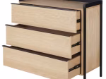 Commode haute 3 tiroirs bois et métal