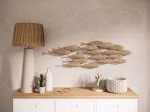 Lampe en céramique blanche et abat-jour tressé