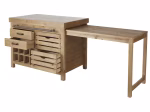 Ilot  2 portes 4 tiroirs et table intégrée