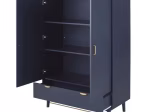 Armoire 2 portes 1 tiroir bleu finition laiton