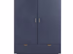 Armoire 2 portes 1 tiroir bleu finition laiton